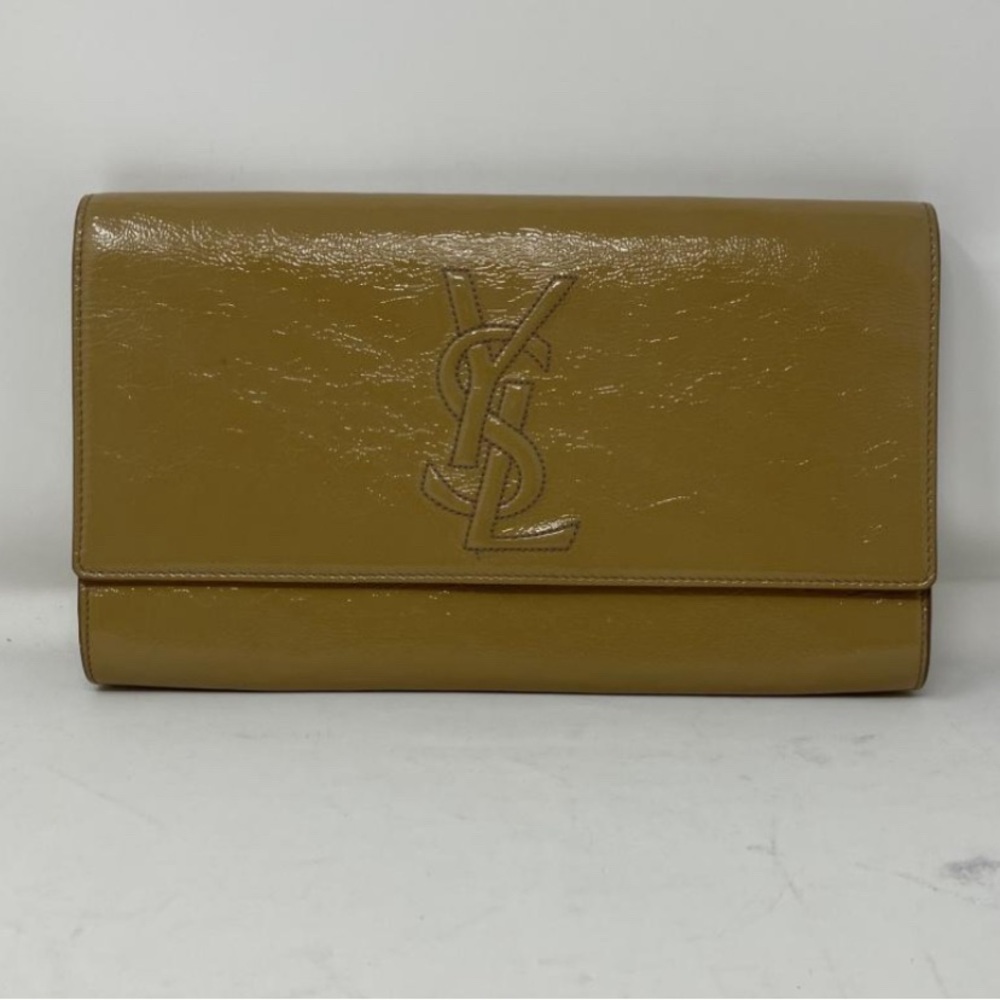 Yves Saint Laurent Mustard Yellow Patent Leather Belle De Jour Flap Clutch